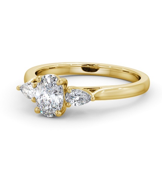  Three Stone Oval Diamond Ring 18K Yellow Gold - Debele TH51_YG_THUMB2 