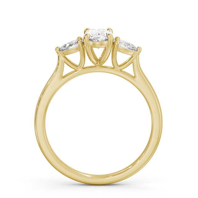 Three Stone Oval Diamond Ring 18K Yellow Gold - Debele TH51_YG_UP