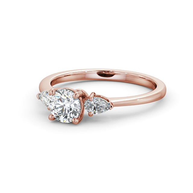 Three Stone Round Diamond Ring 9K Rose Gold - Malham TH52_RG_FLAT