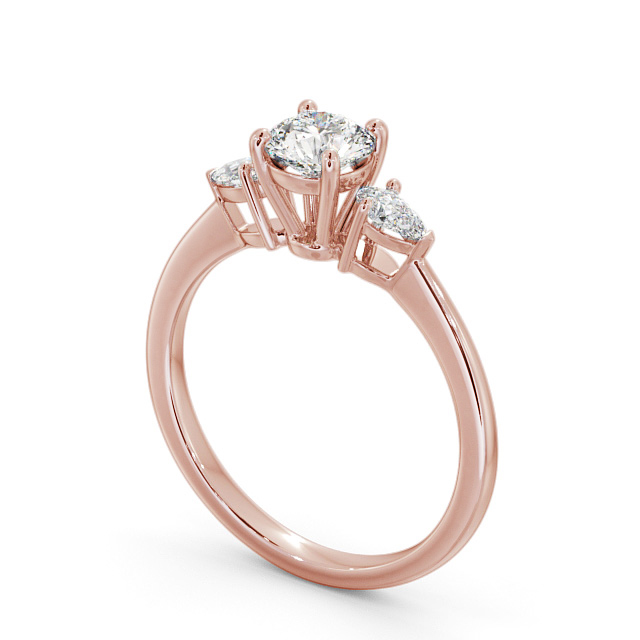 Three Stone Round Diamond Ring 9K Rose Gold - Malham TH52_RG_SIDE