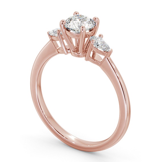 Three Stone Round with Pear Diamond Ring 18K Rose Gold TH52_RG_THUMB1 