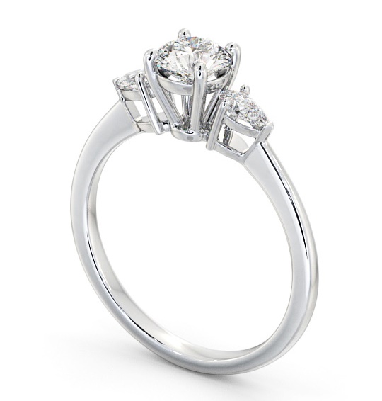 Three Stone Round with Pear Diamond Ring Platinum TH52_WG_THUMB1 