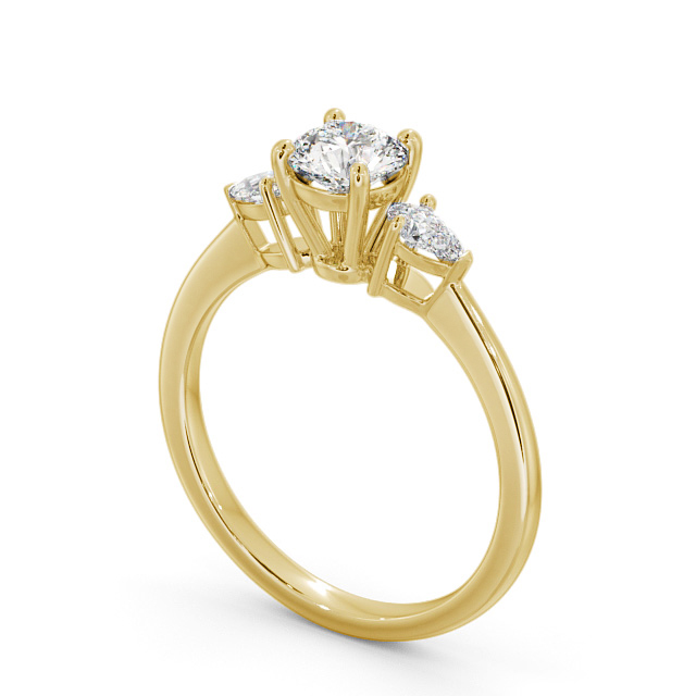 Three Stone Round Diamond Ring 9K Yellow Gold - Malham TH52_YG_SIDE