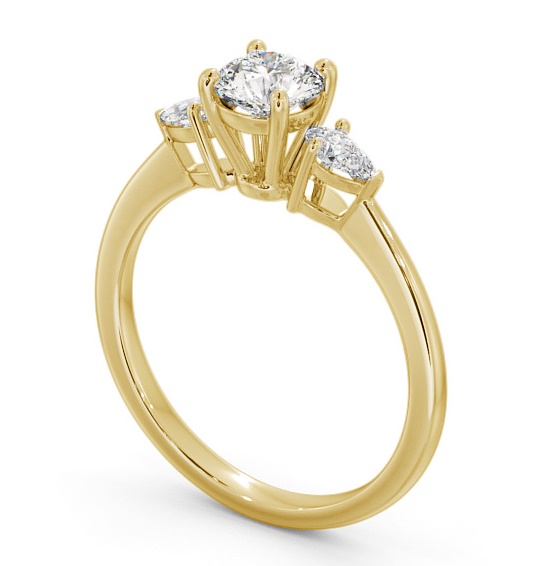 Three Stone Round with Pear Diamond Ring 9K Yellow Gold TH52_YG_THUMB1 