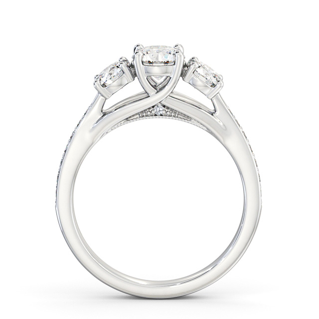 Three Stone Round Diamond Ring 18K White Gold - Jolance TH53_WG_UP