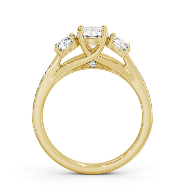 Three Stone Round Diamond Ring 18K Yellow Gold - Jolance TH53_YG_UP