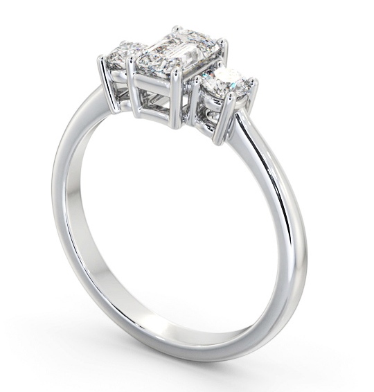  Three Stone Emerald Diamond Ring 9K White Gold - Monreith TH54_WG_THUMB1 