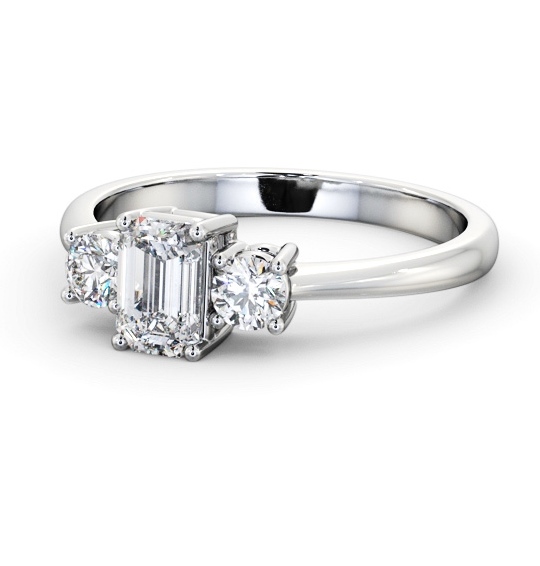  Three Stone Emerald Diamond Ring 9K White Gold - Monreith TH54_WG_THUMB2 