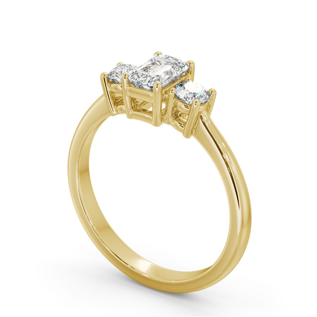 Three Stone Emerald Diamond Ring 18K Yellow Gold - Monreith TH54_YG_SIDE