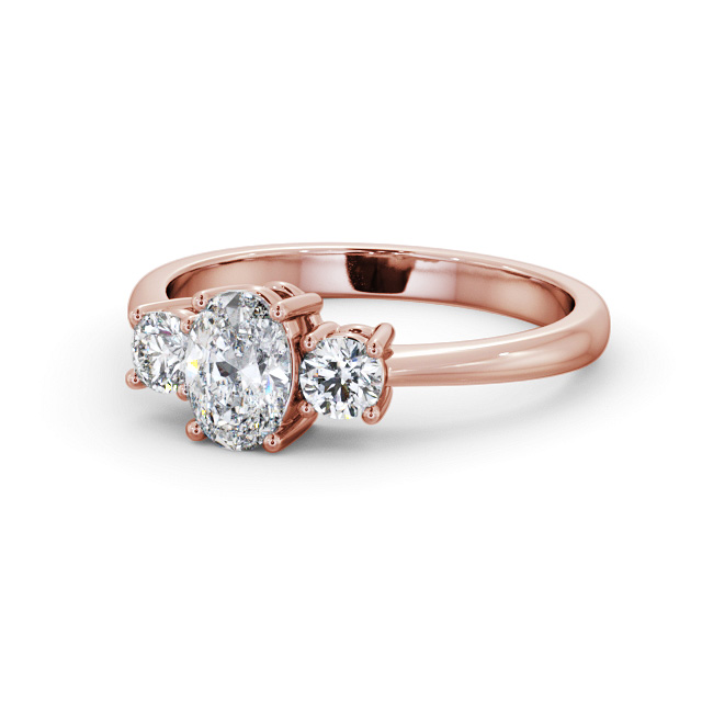Three Stone Oval Diamond Ring 18K Rose Gold - Vanessa TH55_RG_FLAT