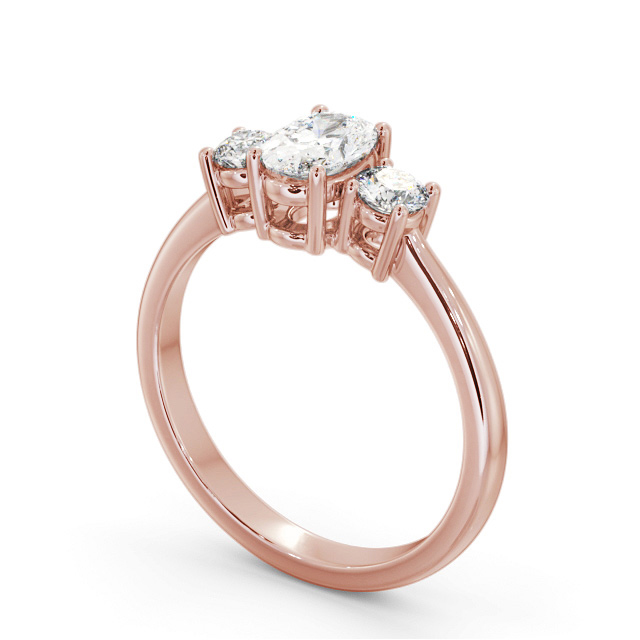 Three Stone Oval Diamond Ring 9K Rose Gold - Vanessa TH55_RG_SIDE