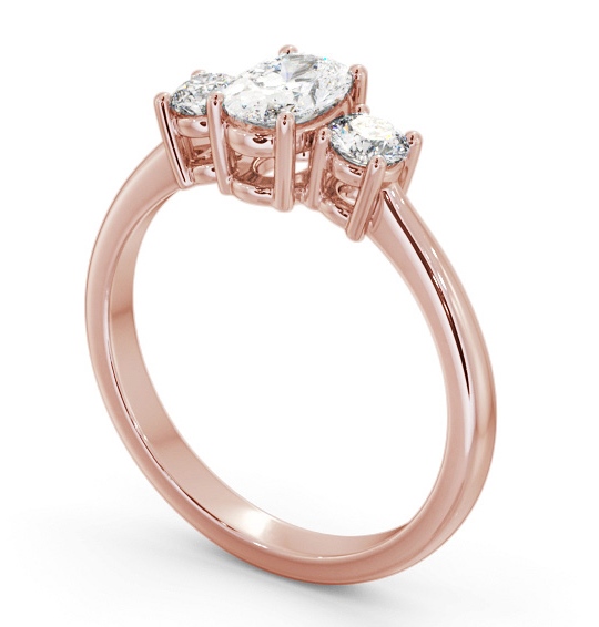 Three Stone Oval with Round Diamond Trilogy Ring 18K Rose Gold TH55_RG_THUMB1