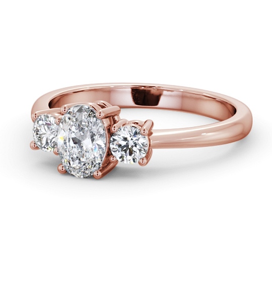 Three Stone Oval with Round Diamond Trilogy Ring 9K Rose Gold TH55_RG_THUMB2 