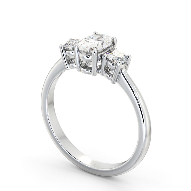 Three Stone Oval Diamond Ring 18K White Gold - Vanessa TH55_WG_SIDE