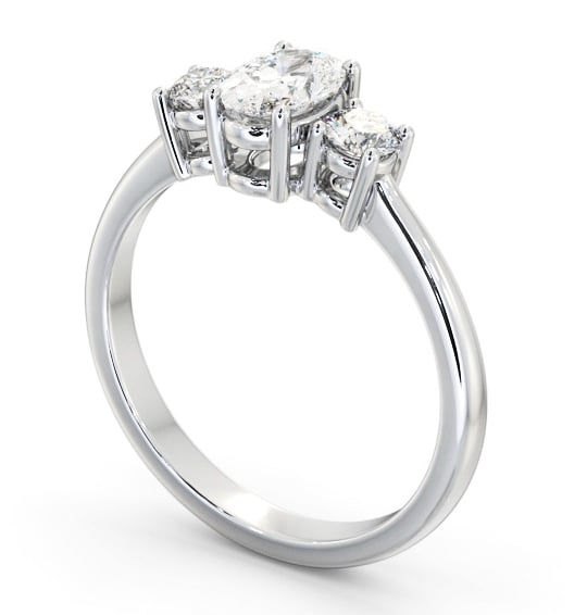 Three Stone Oval Diamond Ring 18K White Gold - Vanessa TH55_WG_THUMB1