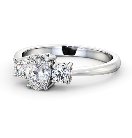  Three Stone Oval Diamond Ring 18K White Gold - Vanessa TH55_WG_THUMB2 