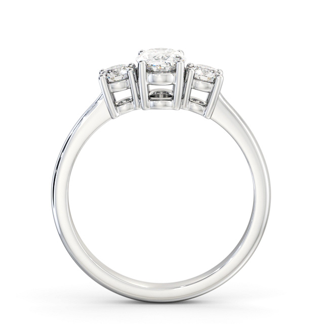 Three Stone Oval Diamond Ring 18K White Gold - Vanessa TH55_WG_UP