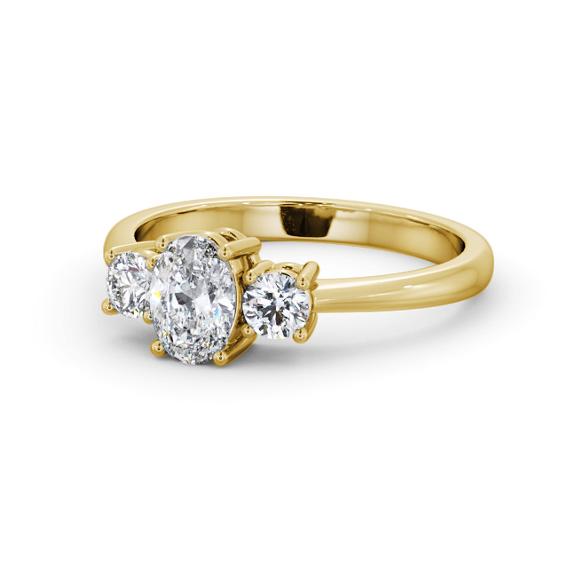 Three Stone Oval Diamond Ring 9K Yellow Gold - Vanessa TH55_YG_FLAT