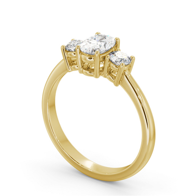 Three Stone Oval Diamond Ring 9K Yellow Gold - Vanessa TH55_YG_SIDE