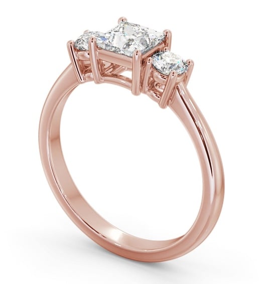 Three Stone Princess with Round Diamond Trilogy Ring 9K Rose Gold TH56_RG_THUMB1 