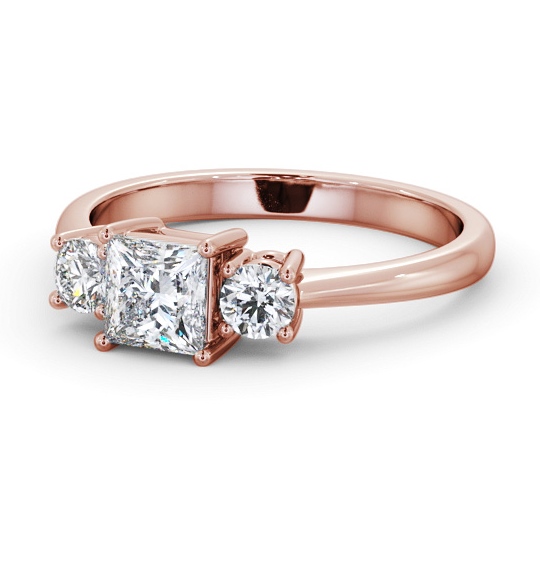  Three Stone Princess Diamond Ring 18K Rose Gold - Tyby TH56_RG_THUMB2 