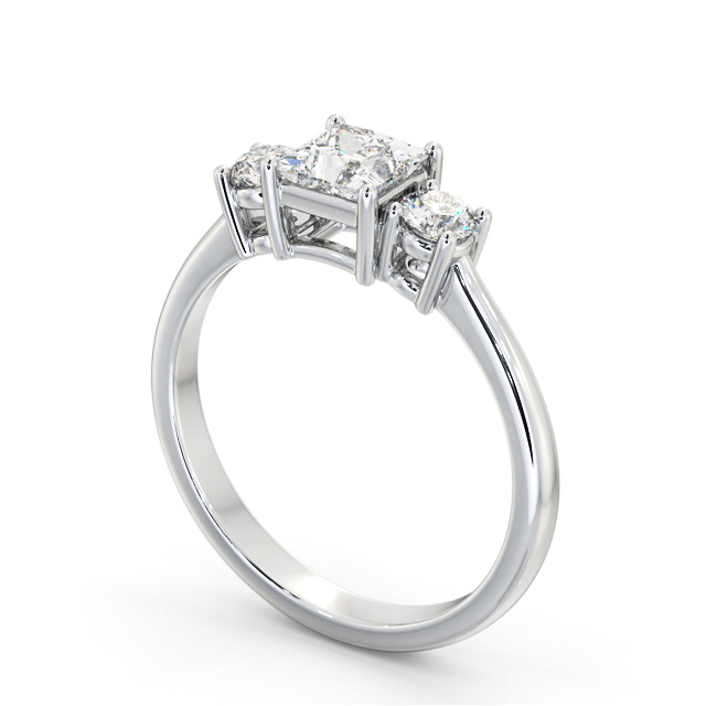 Three Stone Princess Diamond Ring 18K White Gold - Tyby TH56_WG_SIDE