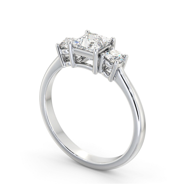 Three Stone Princess Diamond Ring Platinum - Tyby TH56_WG_SIDE