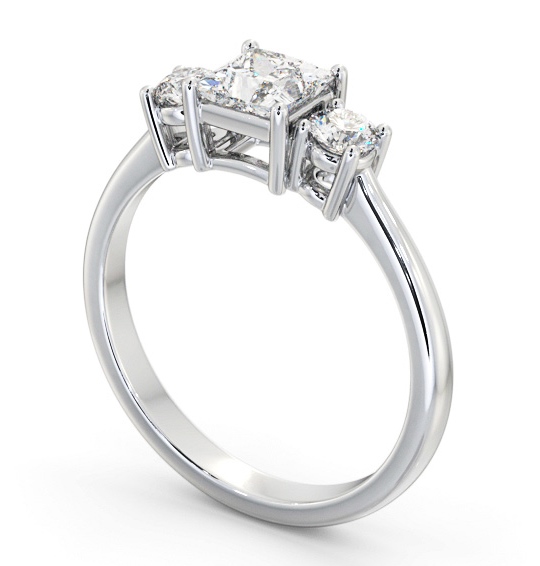 Three Stone Princess with Round Diamond Trilogy Ring Platinum TH56_WG_THUMB1 