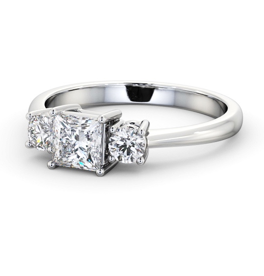  Three Stone Princess Diamond Ring 18K White Gold - Tyby TH56_WG_THUMB2 