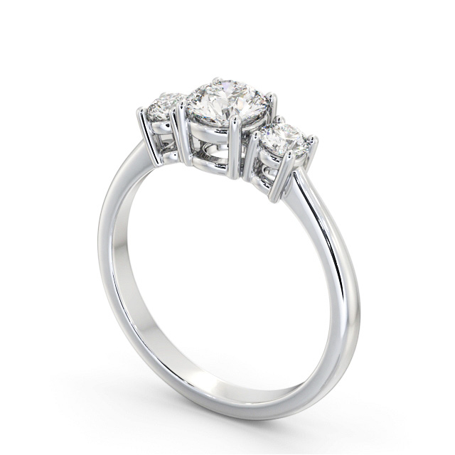Three Stone Round Diamond Ring 18K White Gold - Yasmine TH57_WG_SIDE