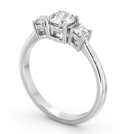  Three Stone Round Diamond Ring 18K White Gold - Yasmine TH57_WG_THUMB1 