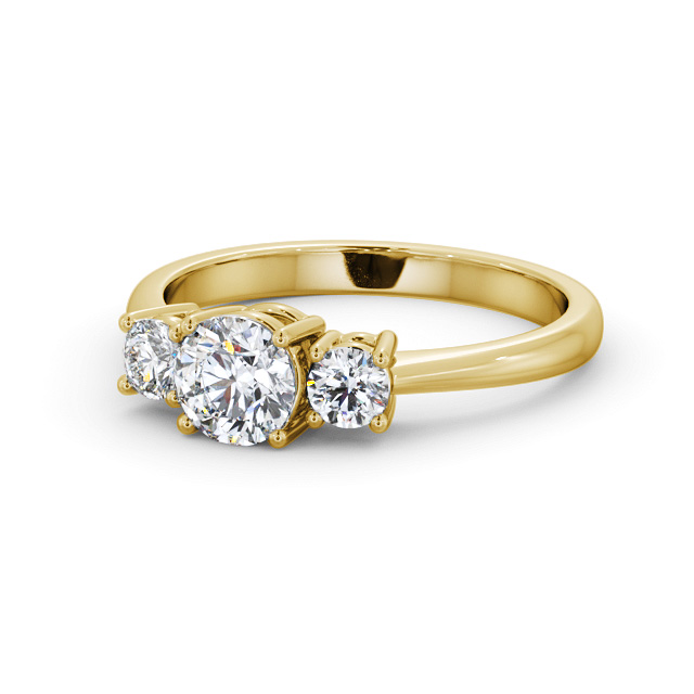 Three Stone Round Diamond Ring 18K Yellow Gold - Yasmine TH57_YG_FLAT