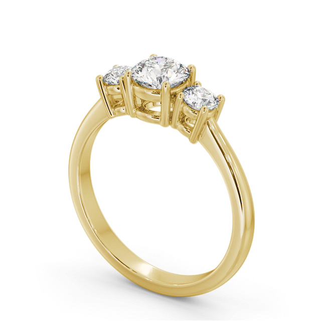 Three Stone Round Diamond Ring 18K Yellow Gold - Yasmine TH57_YG_SIDE