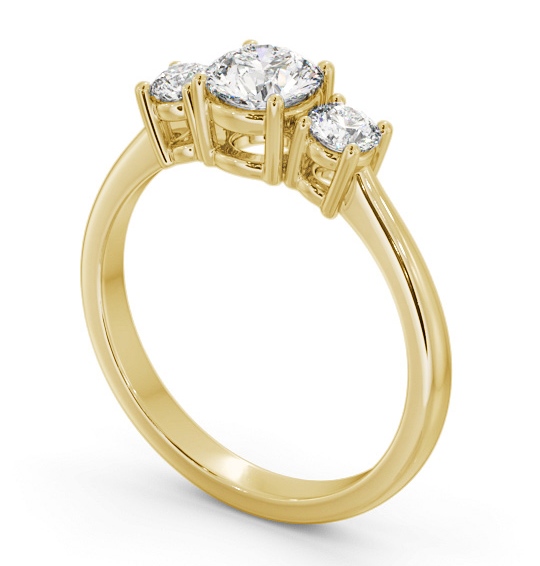 Three Stone Round Diamond Ring 18K Yellow Gold - Yasmine TH57_YG_THUMB1