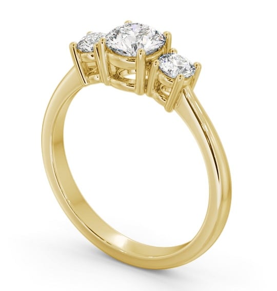 Three Stone Round Diamond Box Setting Trilogy Ring 18K Yellow Gold TH57_YG_THUMB1 