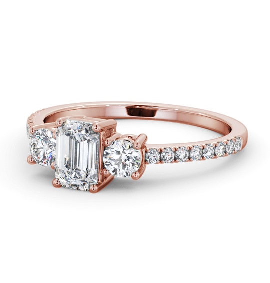  Three Stone Emerald Diamond Ring 18K Rose Gold - Wardle TH58_RG_THUMB2 
