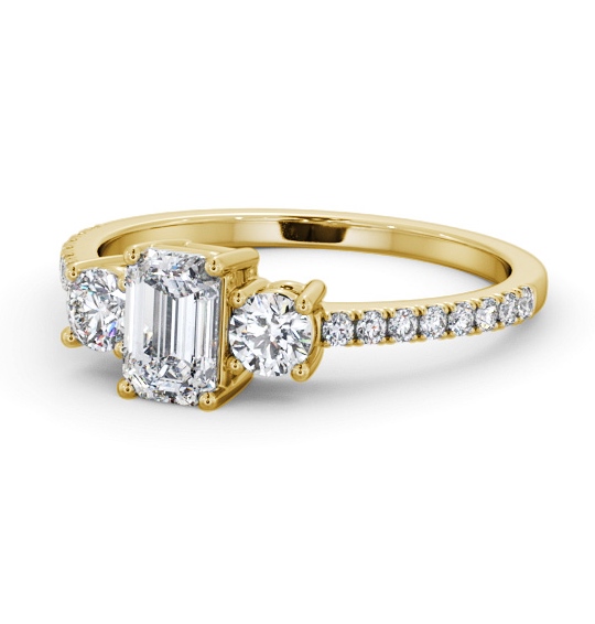  Three Stone Emerald Diamond Ring 18K Yellow Gold - Wardle TH58_YG_THUMB2 