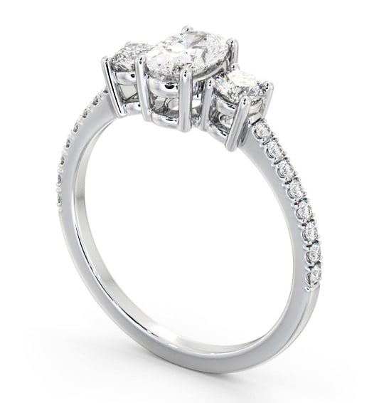 Three Stone Oval Diamond Ring 9K White Gold - Everett TH59_WG_THUMB1
