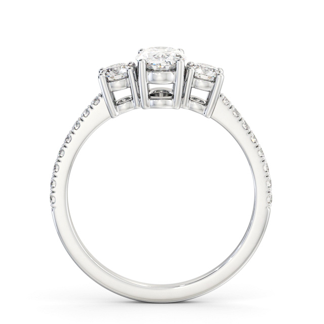 Three Stone Oval Diamond Ring 18K White Gold - Everett TH59_WG_UP