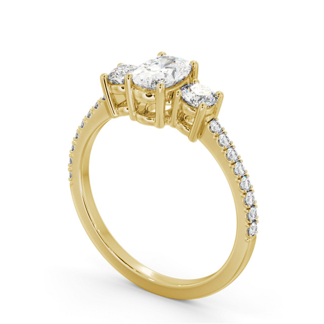 Three Stone Oval Diamond Ring 9K Yellow Gold - Everett TH59_YG_SIDE