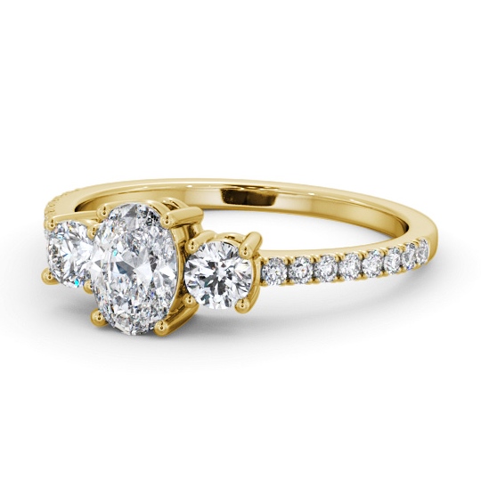  Three Stone Oval Diamond Ring 18K Yellow Gold - Everett TH59_YG_THUMB2 