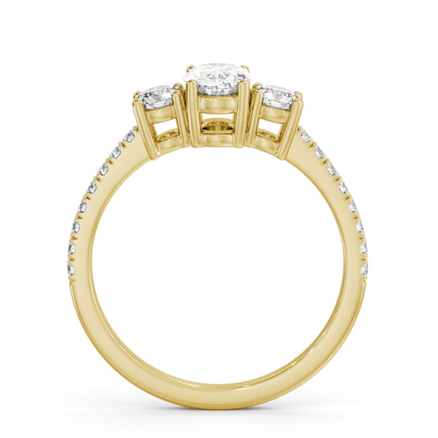Three Stone Oval Diamond Ring 9K Yellow Gold - Everett TH59_YG_UP
