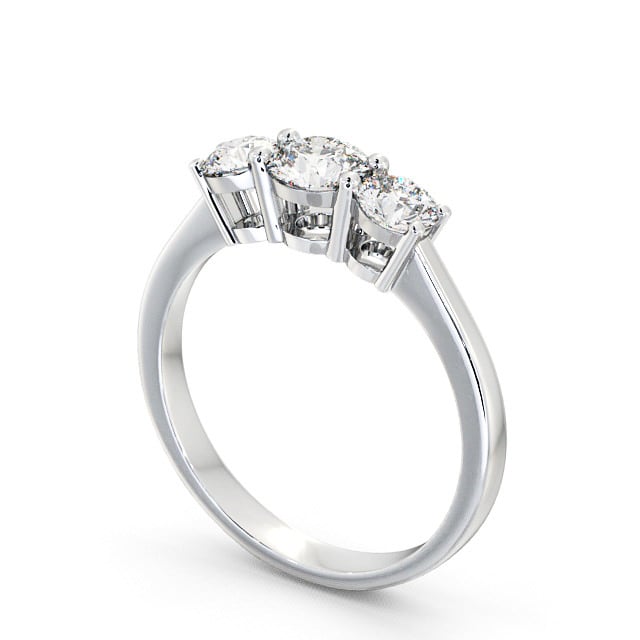 Three Stone Round Diamond Ring 9K White Gold - Chalford TH5_WG_SIDE