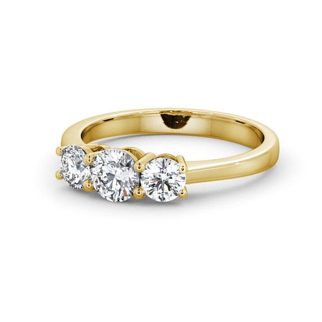 Three Stone Round Diamond Ring 18K Yellow Gold - Chalford TH5_YG_FLAT