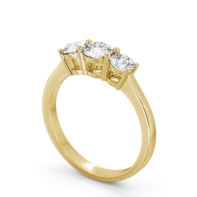 Three Stone Round Diamond Ring 9K Yellow Gold - Chalford TH5_YG_SIDE