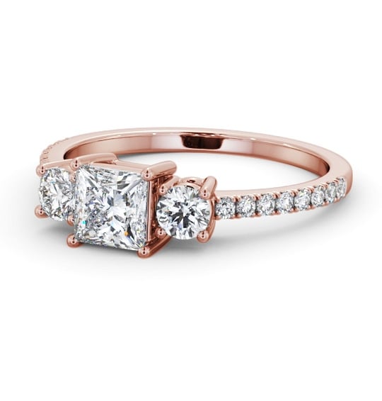  Three Stone Princess Diamond Ring 9K Rose Gold - Sanders TH60_RG_THUMB2 