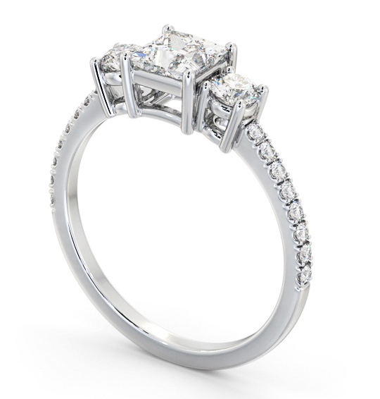 Three Stone Princess Diamond Ring 18K White Gold - Sanders TH60_WG_THUMB1