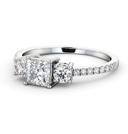  Three Stone Princess Diamond Ring 18K White Gold - Sanders TH60_WG_THUMB2 