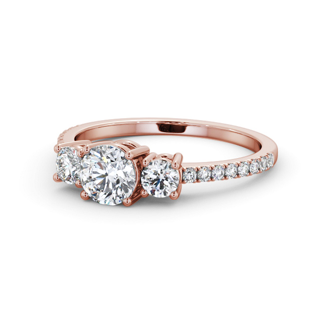 Three Stone Round Diamond Ring 9K Rose Gold - Stefanie TH61_RG_FLAT