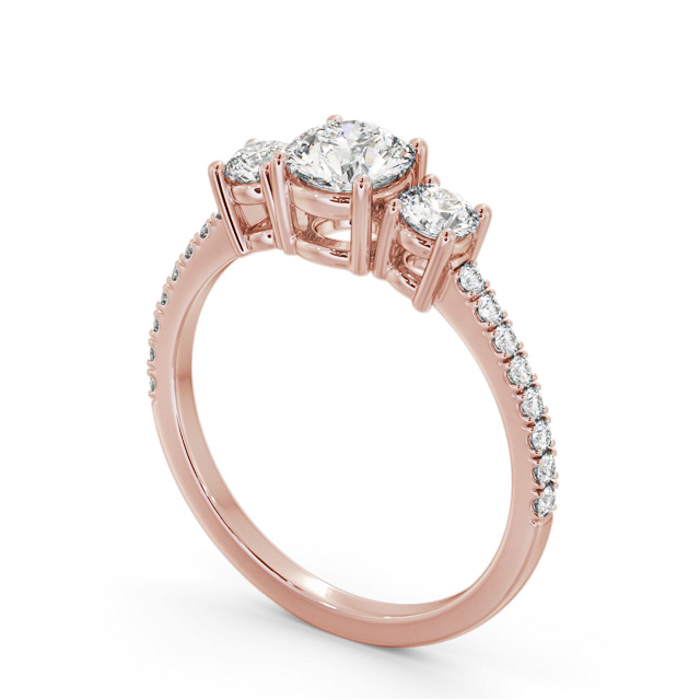 Three Stone Round Diamond Ring 18K Rose Gold - Stefanie TH61_RG_SIDE